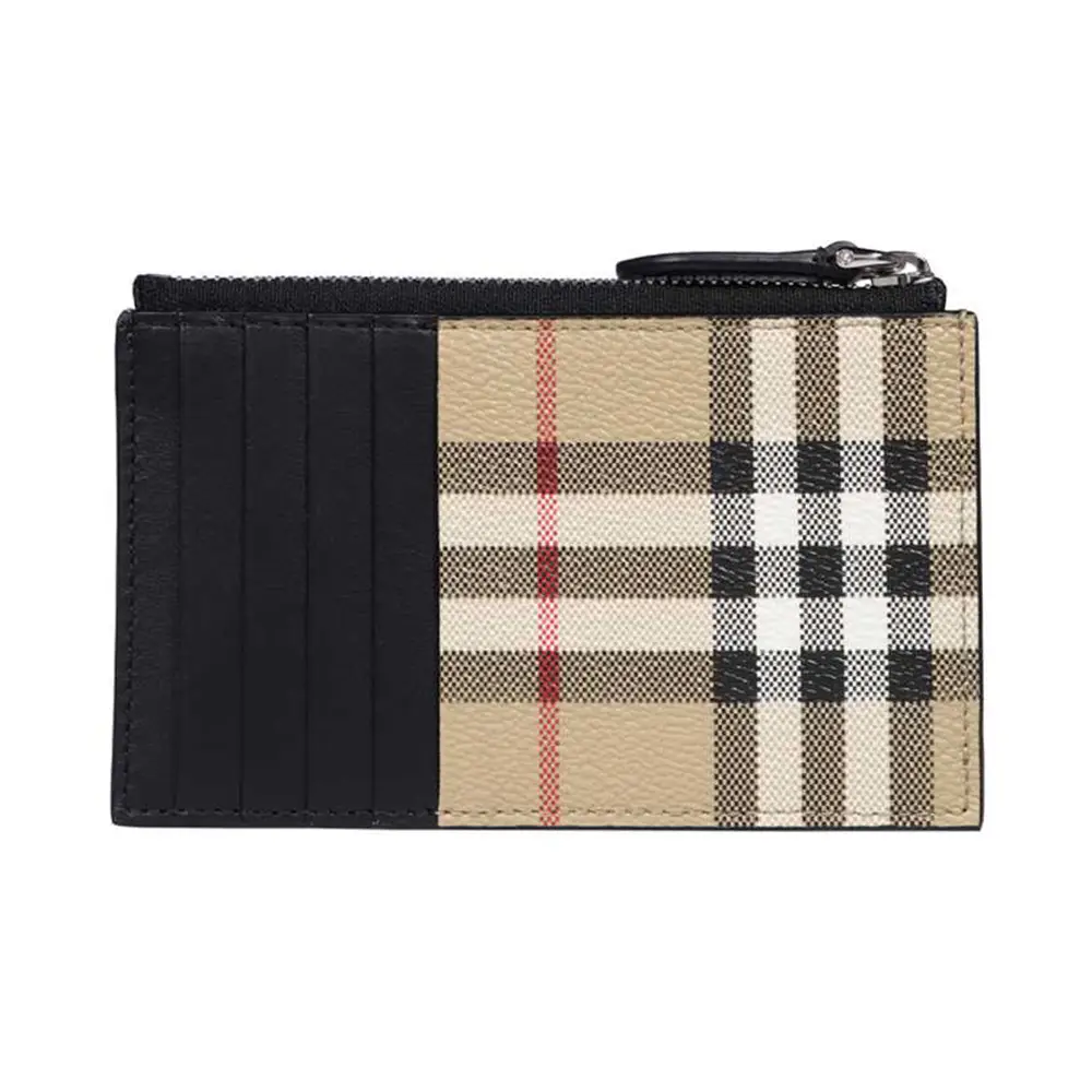 Burberry Vintage Check and Leather Zip Card Case Archive Burberry Vintage Check and Leather Zip Card Case Archive