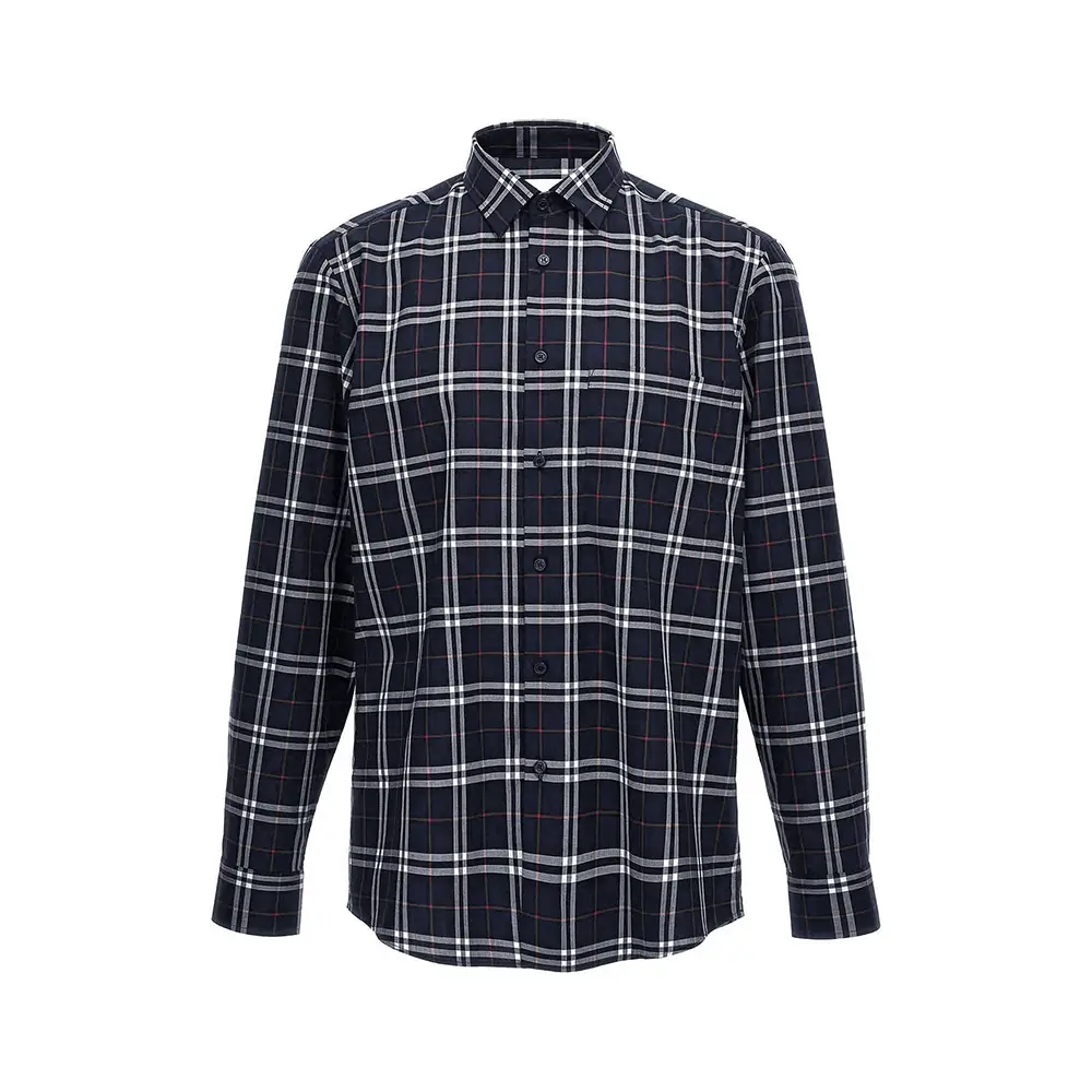 Tシャツ・カットソー Burberry SS25 Embroidered flannel shirt (8101682 C1959) Burberry Chequered cotton flannel shirt - Beige - Men | 4059128