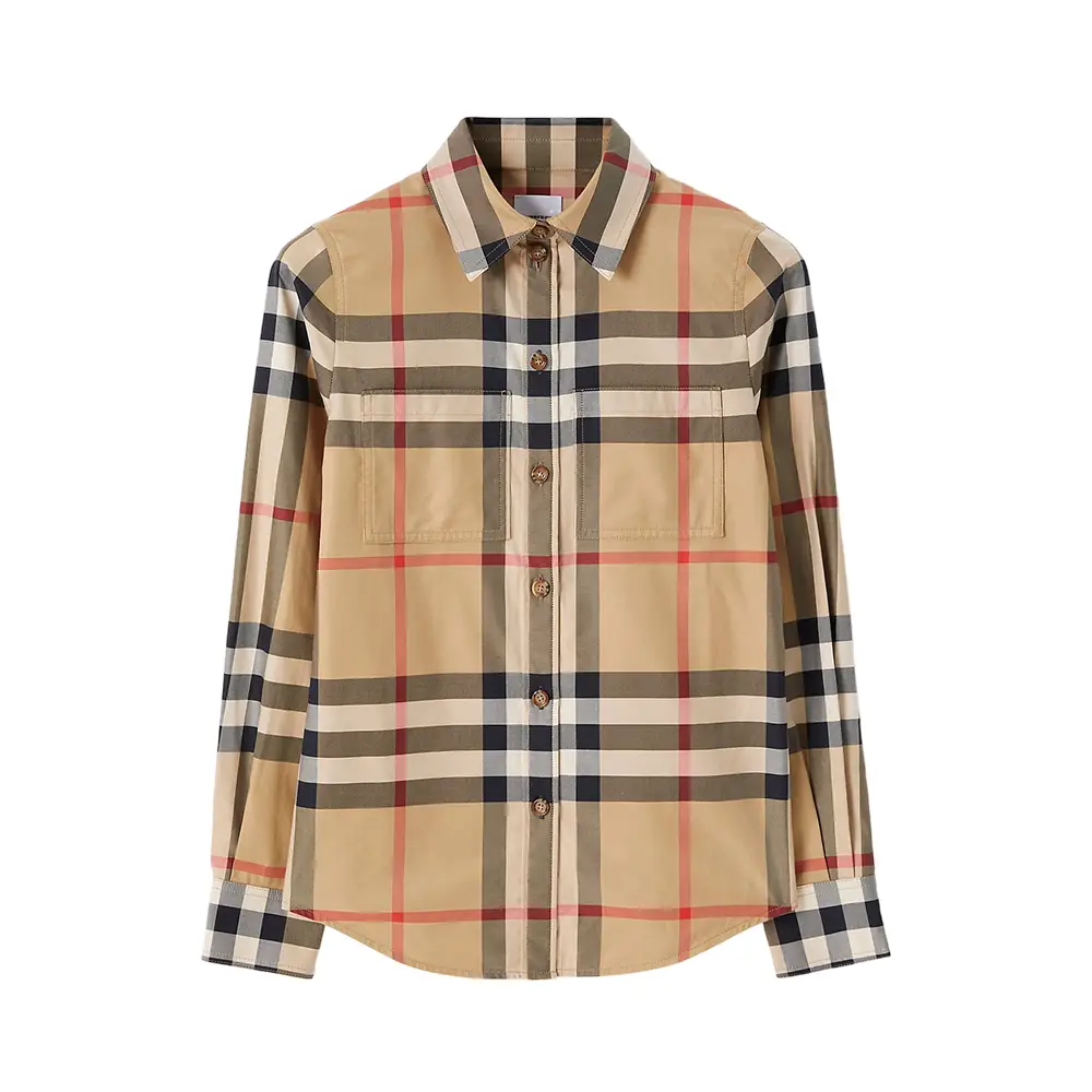 Burberry Women's Checked High Neck Long Sleeve T-shirt
