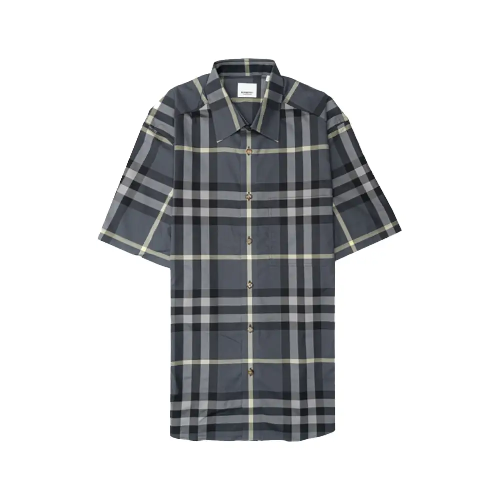 Burberry Claverdon Check Short Sleeve Shirt Taupe Brown