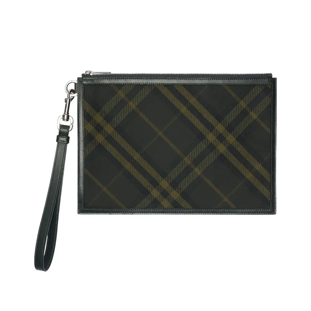 Burberry Check and Jacquard Woven Zip Pouch Shadow – voilà.id