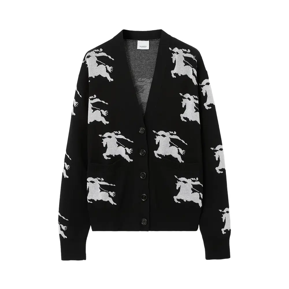 Burberry EKD Cotton Silk Cardigan Black/White – voilà.id