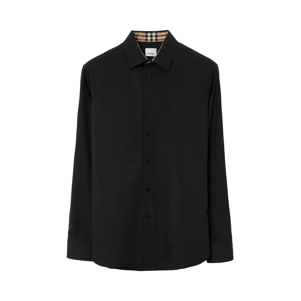 Burberry Embroidered EKD Stretch Cotton Shirt Black – voilà.id
