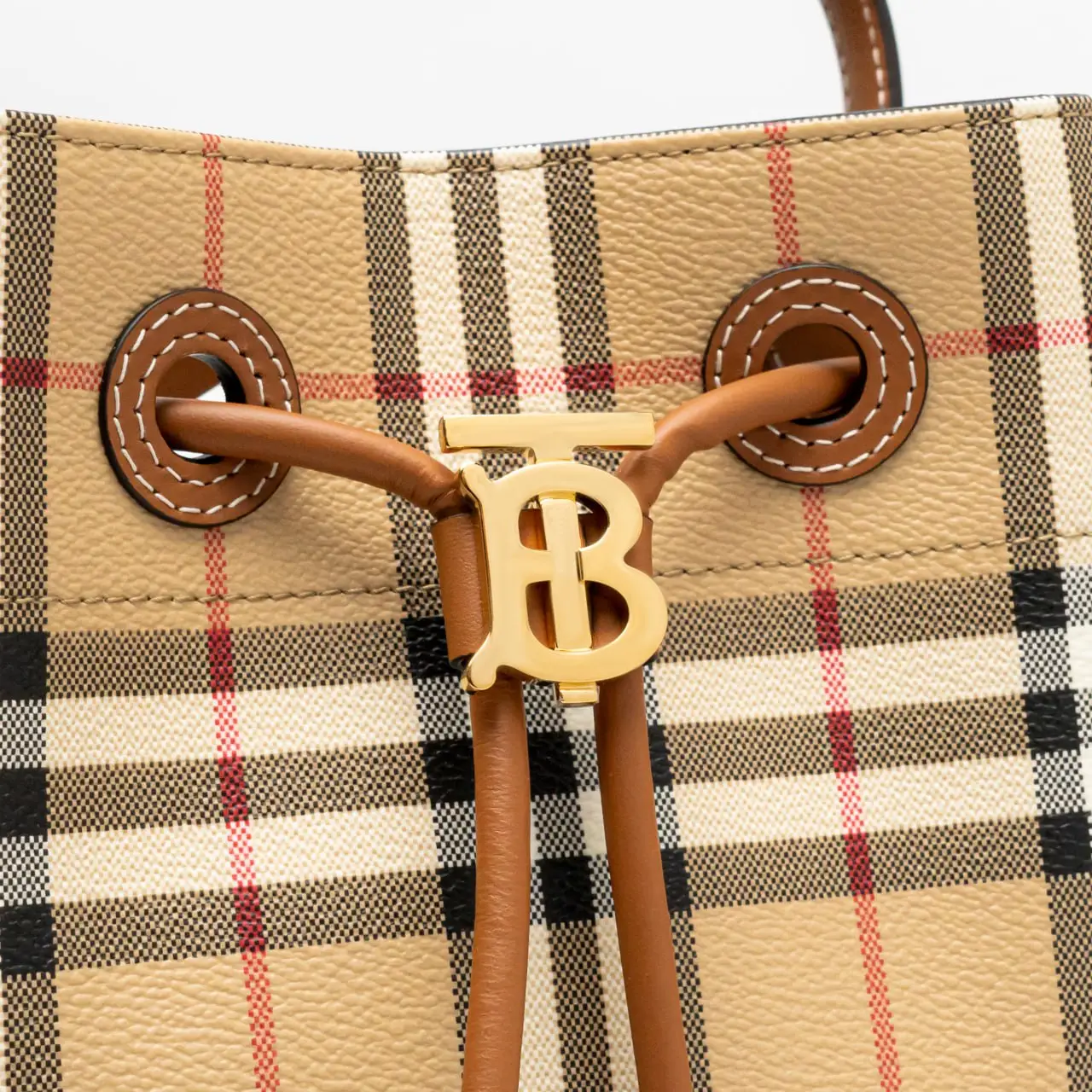バッグ・カバンその他 BURBERRY Canvas bucket bag with check motif Beige Burberry // Beige House Check Bucket Bag – VSP Consignment