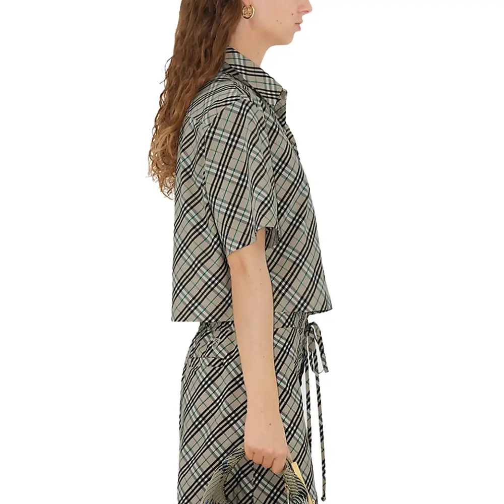 Burberry Cropped Check Cotton Shirt Husk – voilà.id