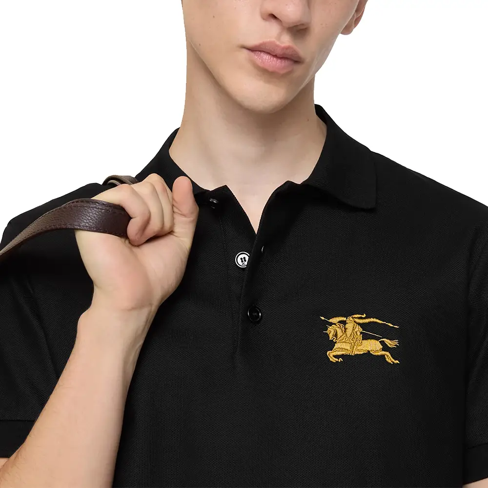 Burberry Metallic EKD Cotton Polo Shirt Black – voilà.id