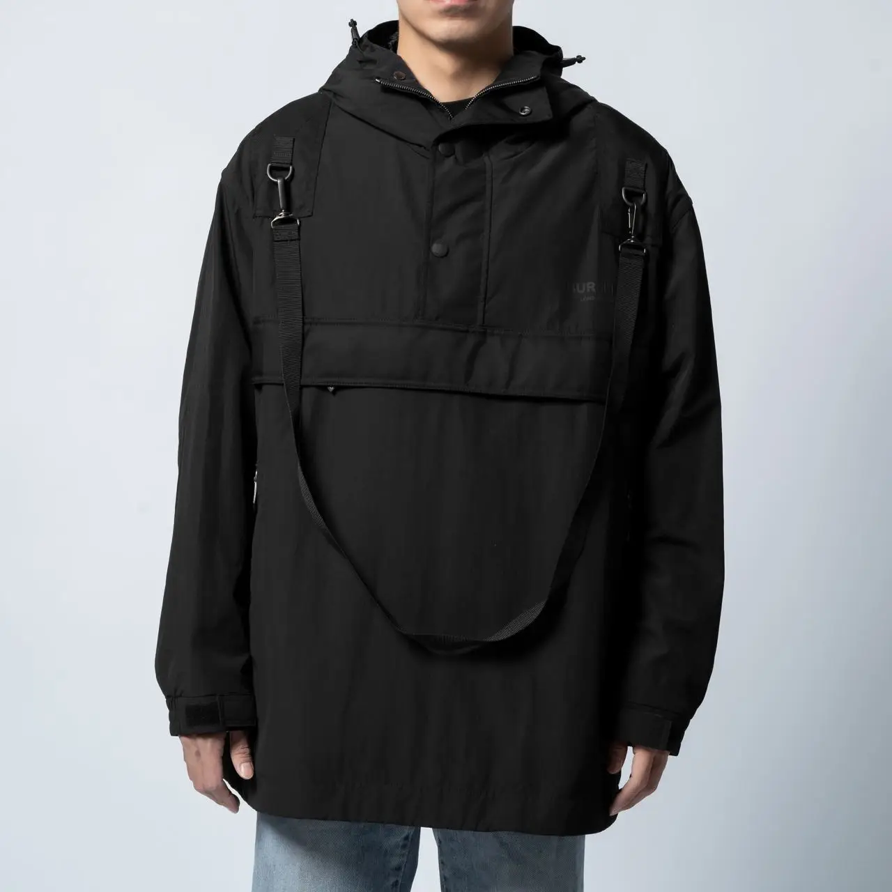 Burberry Logo Print Oversized Windbreaker Black – voilà.id Burberry Logo Print Oversized Windbreaker Black – voilà.id