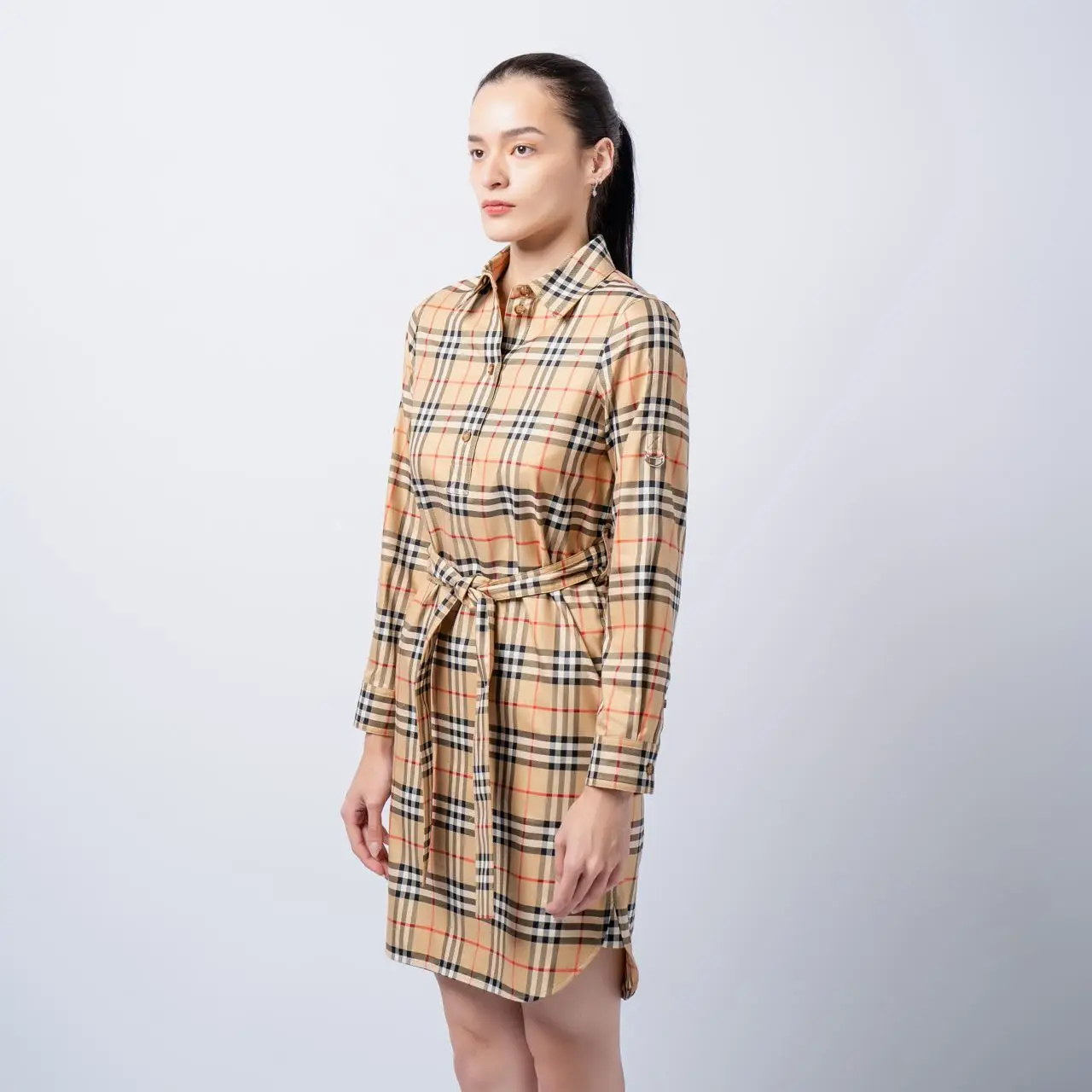 ワンピース BURBERRY ARCHIVE BEIGE COTTON SHIRT DRESS Burberry Check Cotton Shirt Dress Archive Beige – voilà.id
