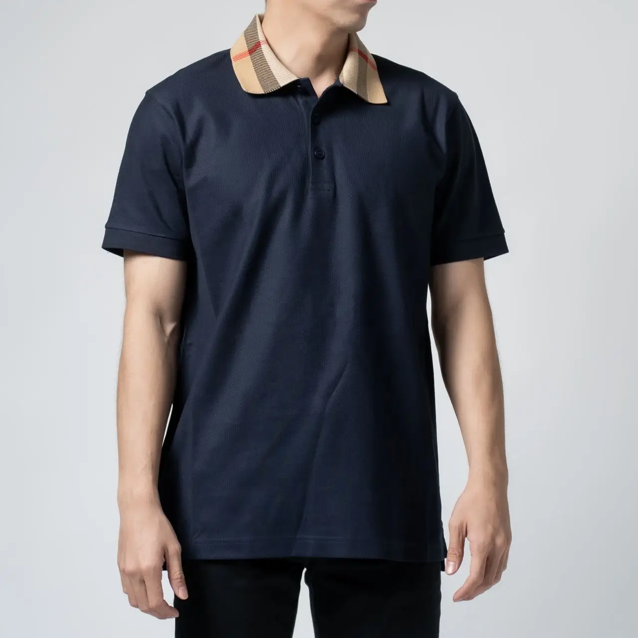 Navy blue burberry polo shirt online