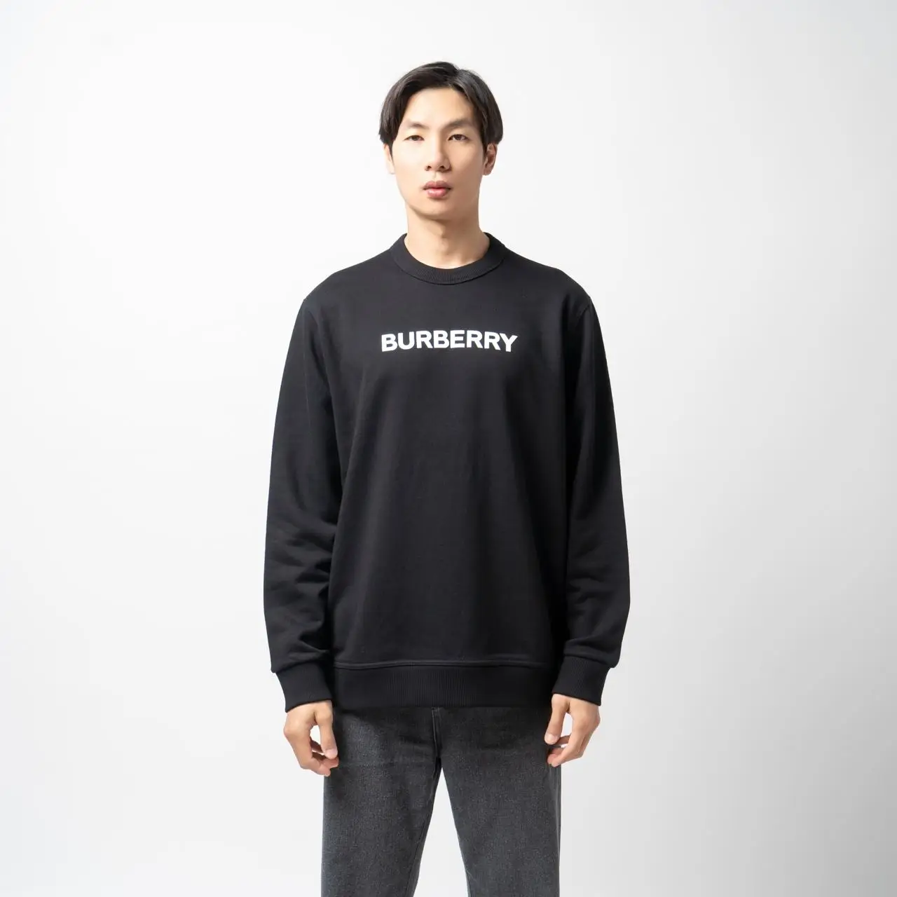 Burberry Logo Print Cotton Sweatshirt Black – voilà.id