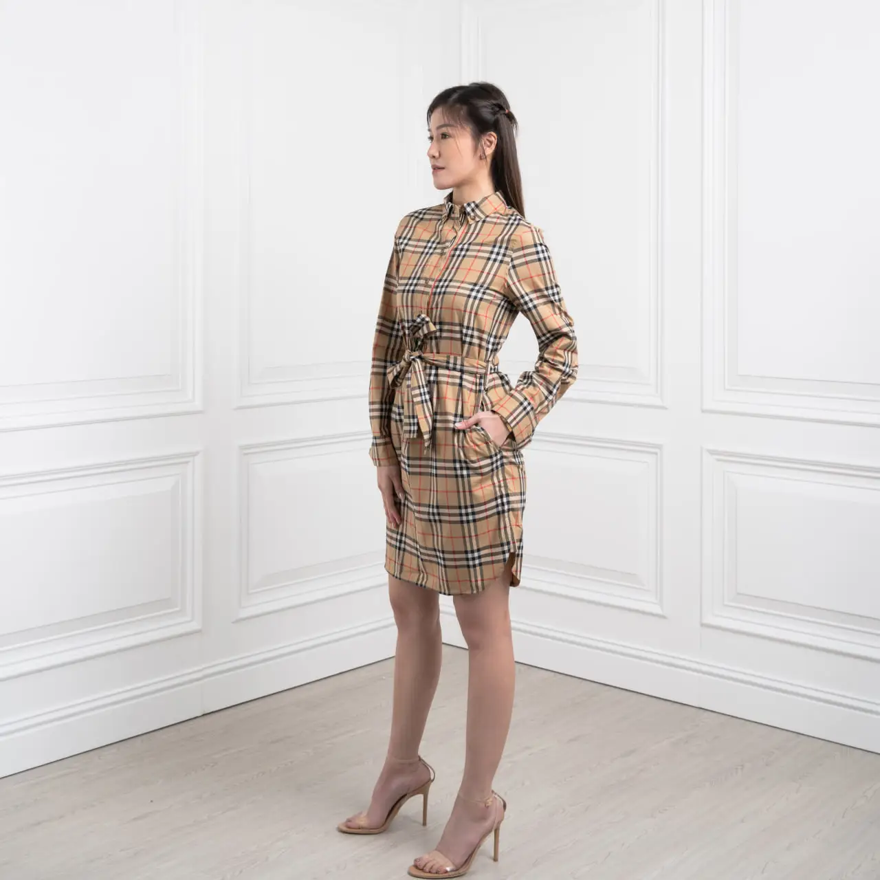 Burberry Vintage Check Belted Shirt Dress Archive Beige Burberry Vintage Check Belted Shirt Dress Archive Beige