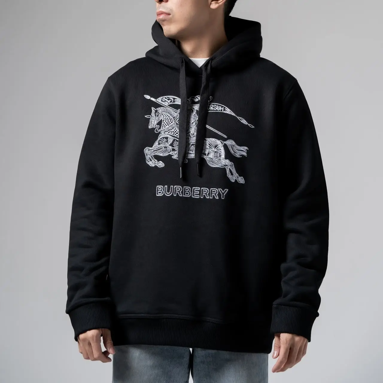 Burberry EKD Embroidered Lined Hoodie Black – voilà.id