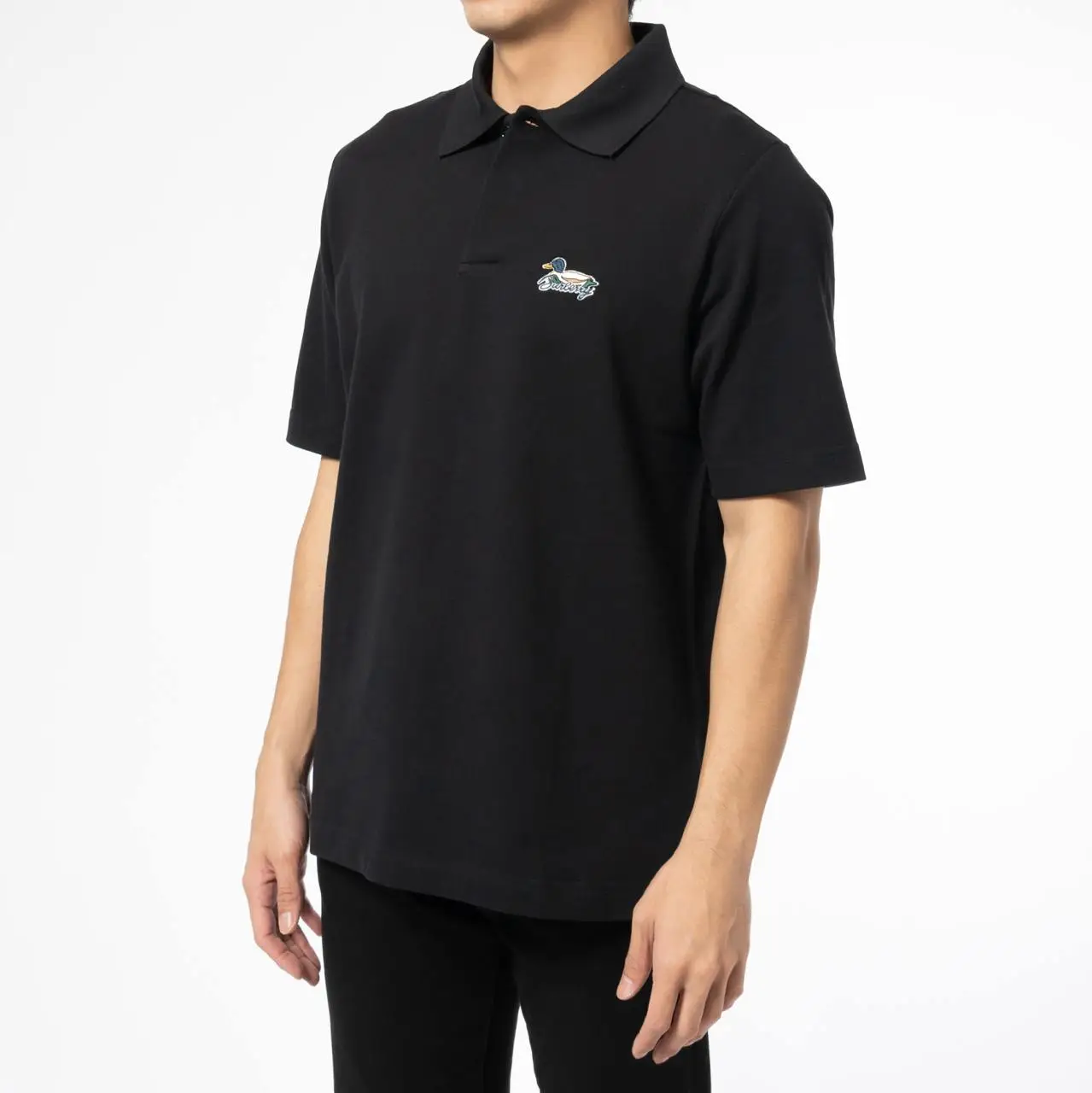 トップス BURBERRY black polo shirts swag archive Burberry Archival Duck Graphic and Logo Cotton Polo Shirt Black