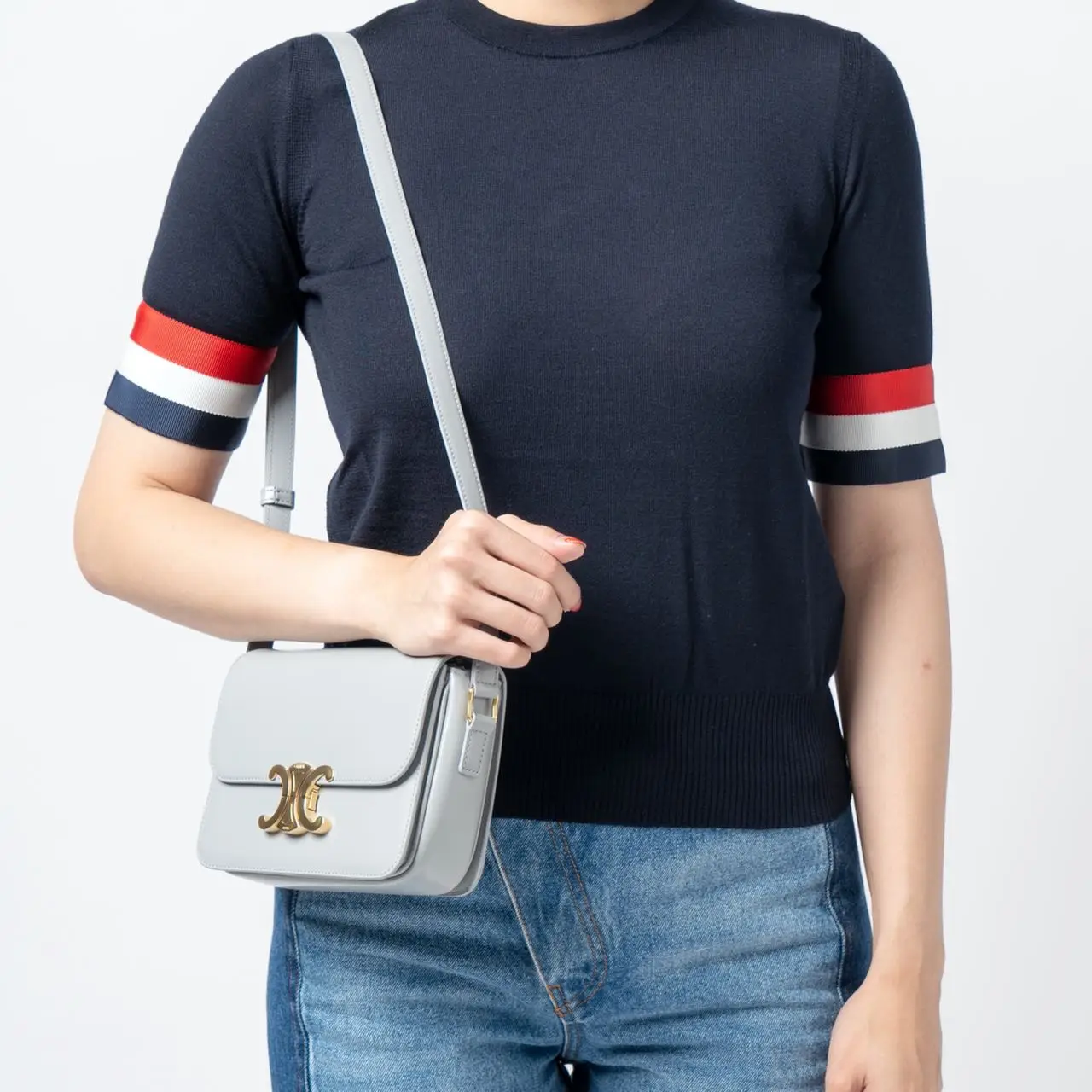 CELINE｜CROSSBAGS (TEEN TRIOMPHE BAG IN SHINY CALFSKIN ( Celine Triomph Teen Black Shiny Calfskin Bag – REDELUXE