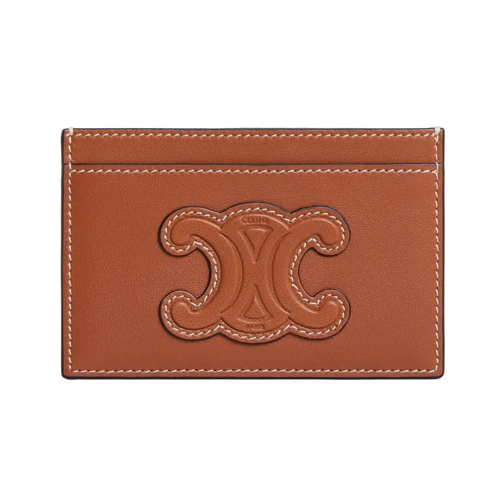 ☆CELINE☆直営店買付☆上品 CARD HOLDER SMOOTH LAMBSKIN☆ ZIPPED CARD HOLDER CUIR TRIOMPHE IN SMOOTH LAMBSKIN - TAN