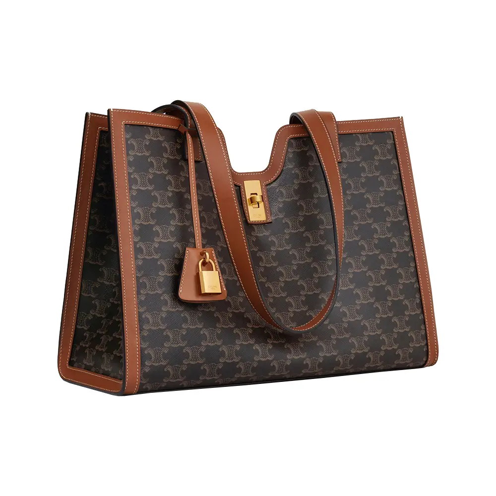Celine Cabas 16 In Triomphe Canvas Calfskin Tan – voilà.id
