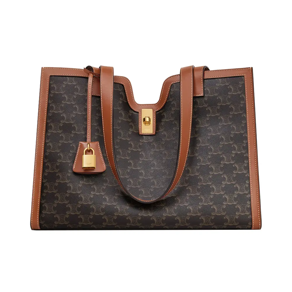 Celine Cabas 16 In Triomphe Canvas Calfskin Tan – voilà.id