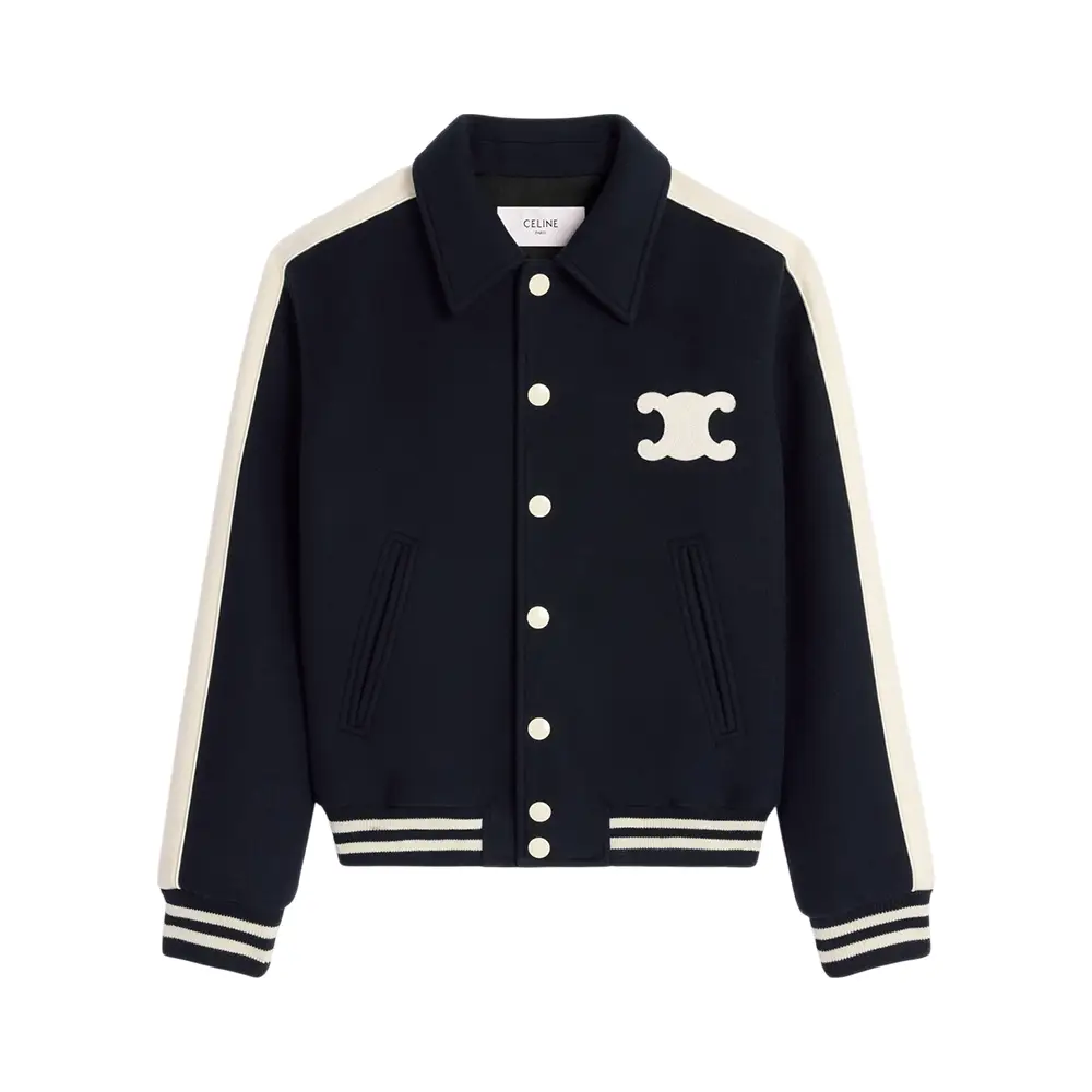 TRIOMPHE TEDDY JACKET IN DOUBLE FACE CASHMERE ジャケット Celine Triomphe Teddy Jacket In Double Face Cashmere Navy