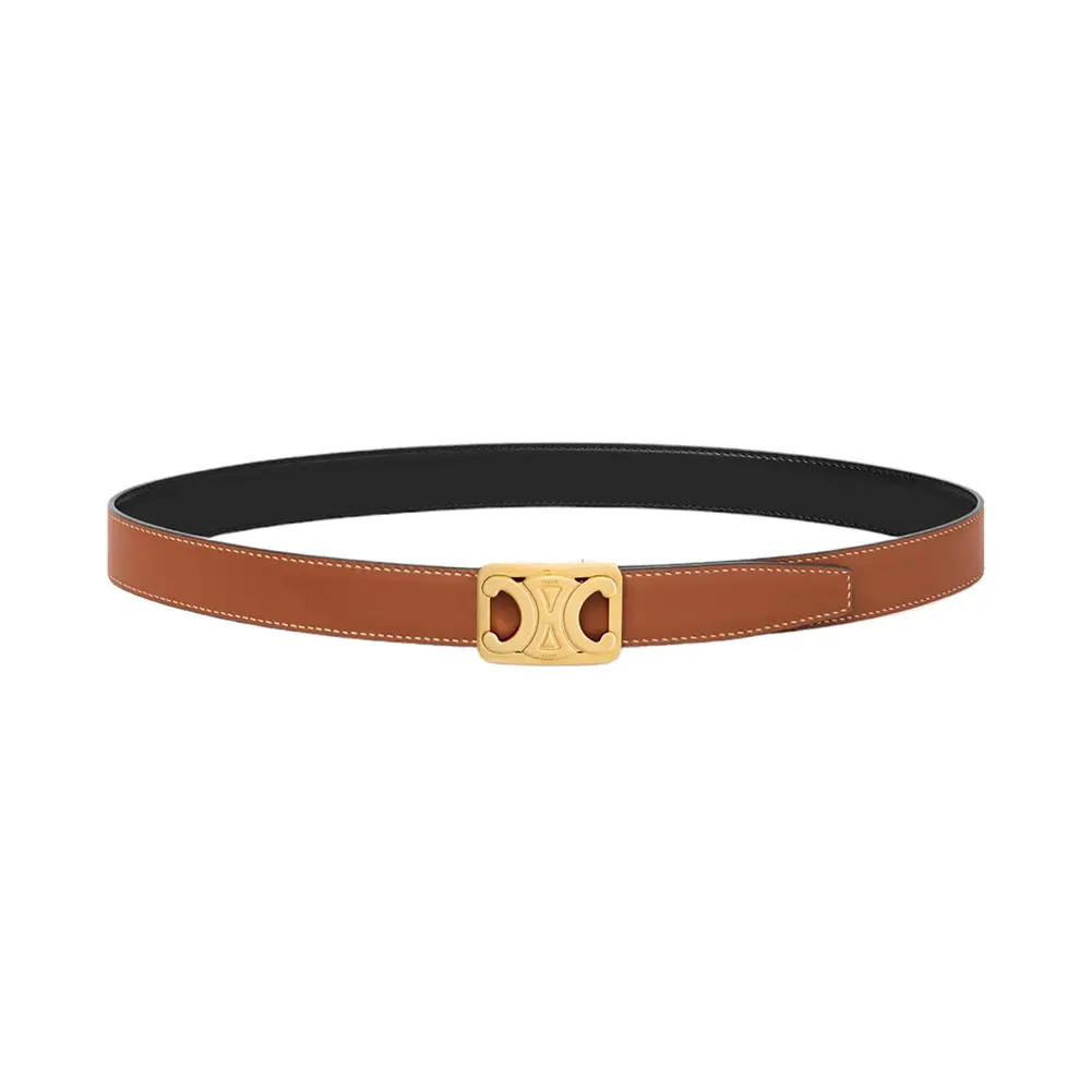 ベルト CELINE Reversible Belt MEDIUM 25MM REVERSIBLE FRAMED TRIOMPHE BELT IN TAURILLON AND