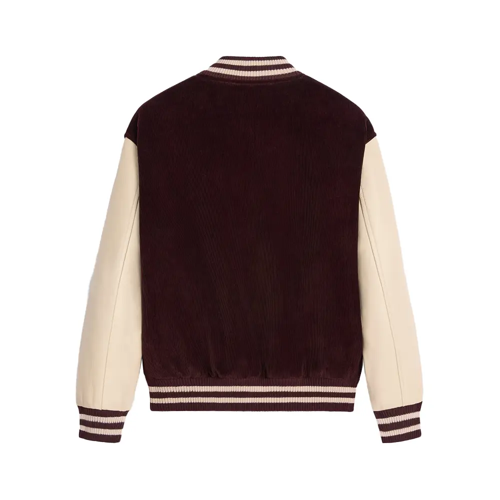 Celine Loose Teddy Jacket Triomphe Corduroy Burgundy/Ecru