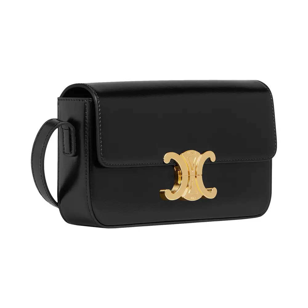 【CELINE】TRIOMPHE SHOULDER BAG◆194143BF4 SHOULDER BAG CLAUDE IN shiny calfskin - BLACK | CELINE
