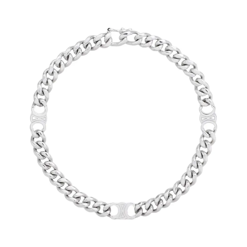 Celine Triomphe Small Gourmette Bracelet in Brass Rhw – voilà.id