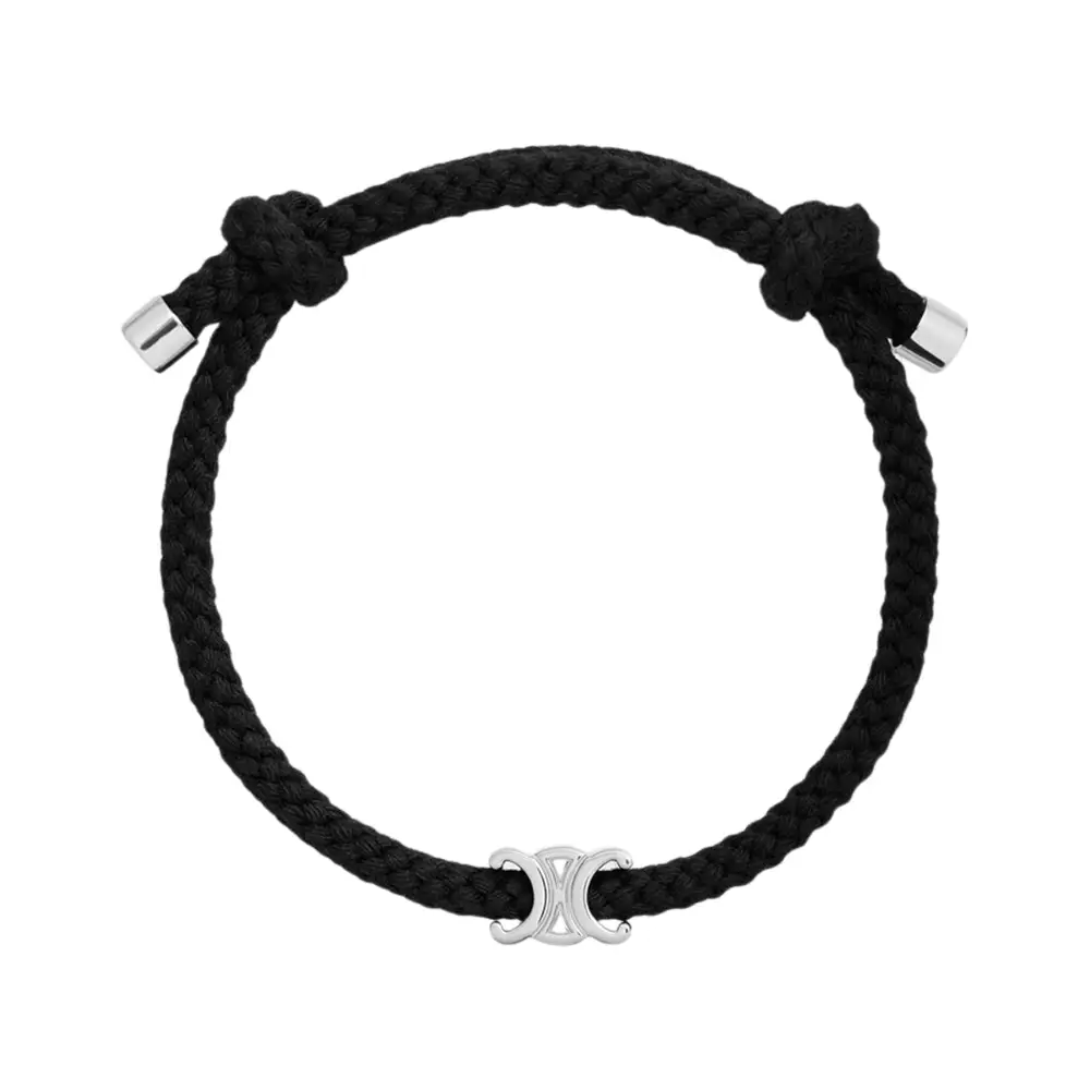 Celine Triomphe Beach Bracelet Acrylic and Brass Black Shw