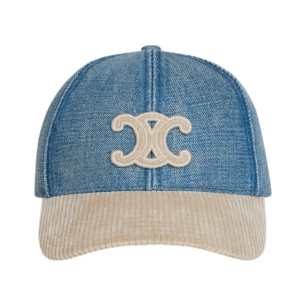 Celine Triomphe Baseball Cap in Denim Union Wash/Beige