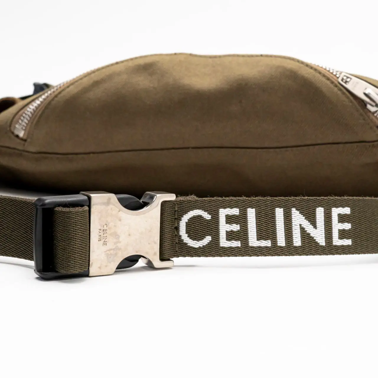 【CELINE】セリーヌ LARGE ZIPPED BELT COTTON BAG Celine Large Zipped Belt Bag Trekking Logo Print Khaki