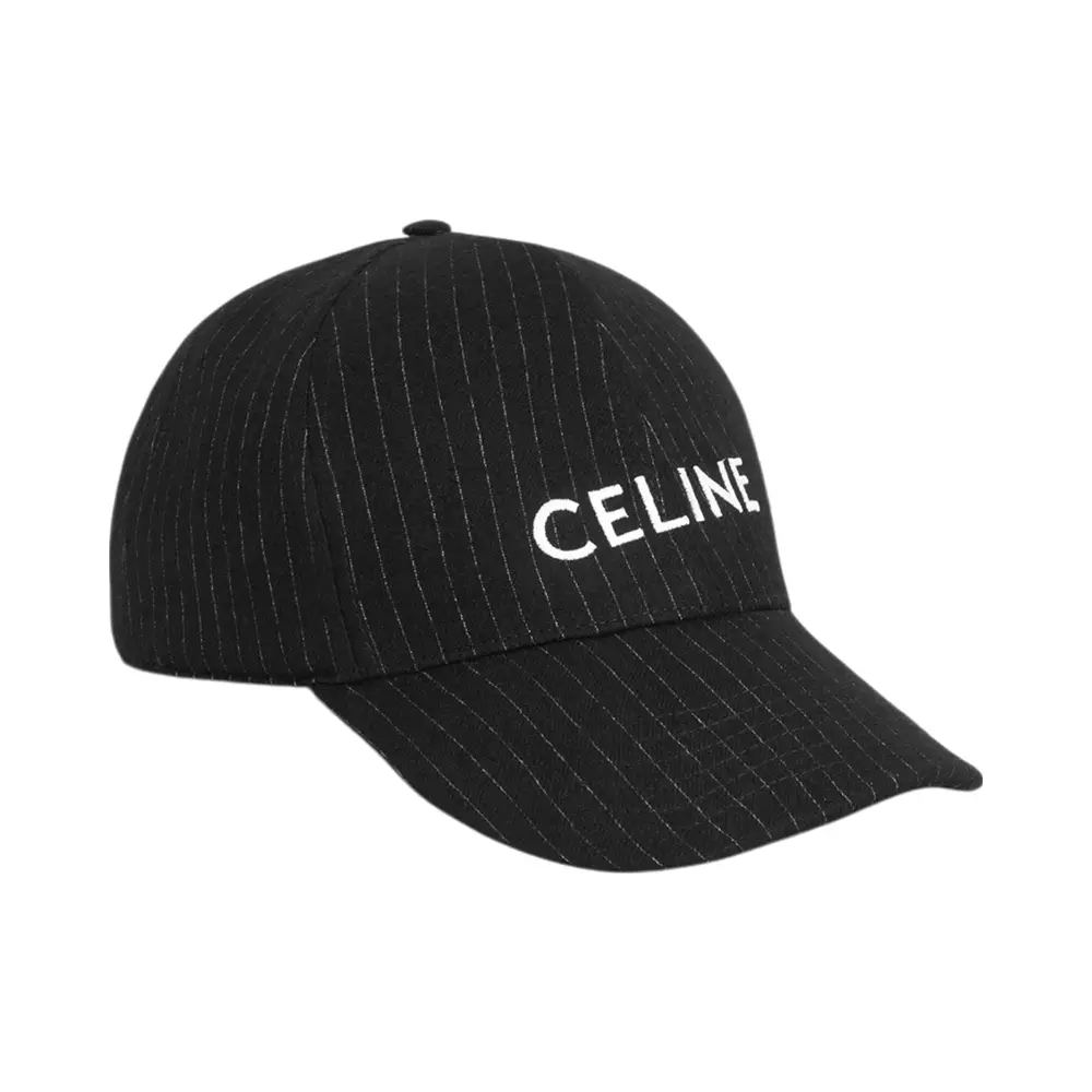 Celine Triomphe Baseball Cap Black Off White セリーヌ ハット triomphe baseball cap in cotton - BLACK / OFF WHITE | CELINE