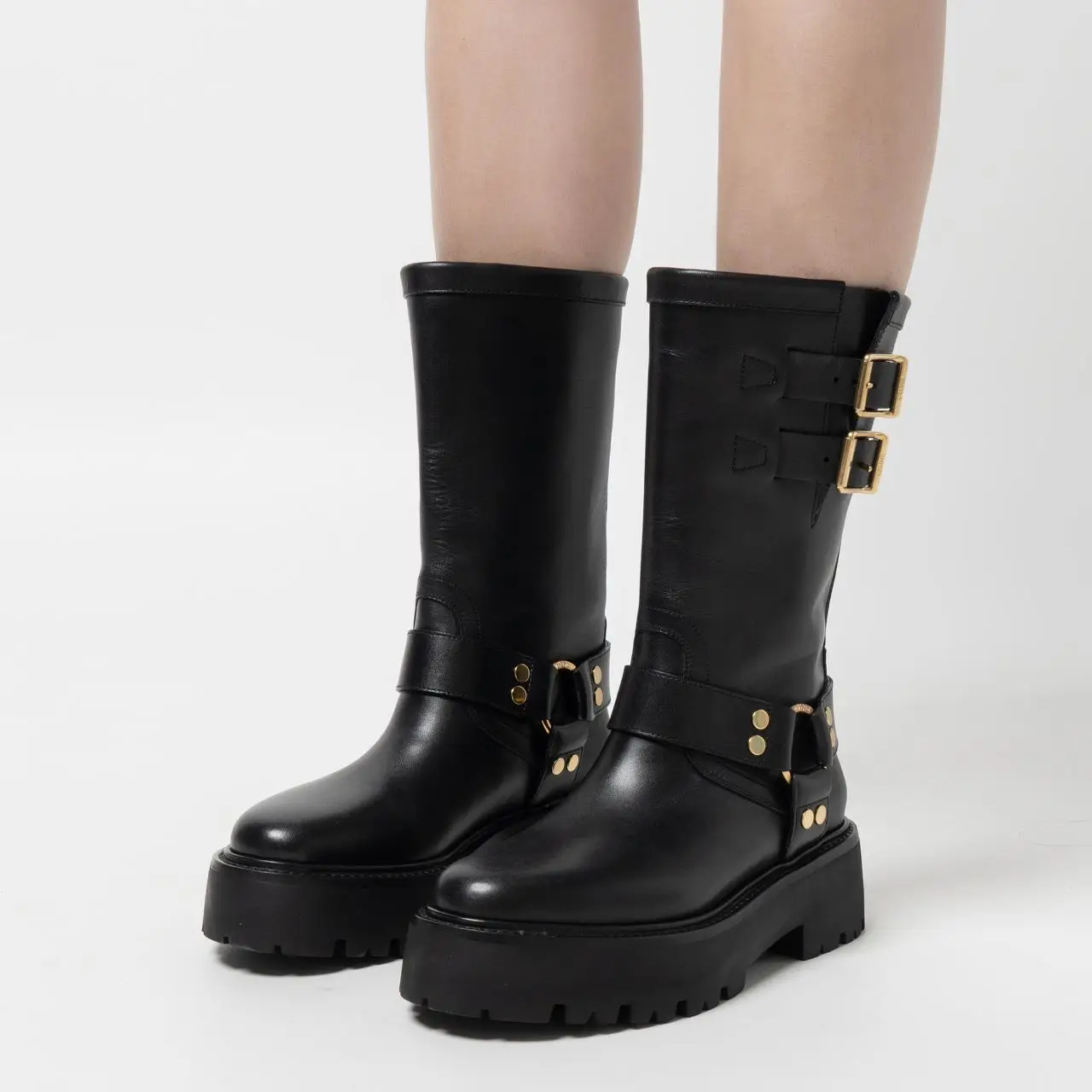 【関税込・国内発送】CELINE BULKY NYLON LEATHER BIKER BOOTS BOOTS BIKER LEATHER BULKY 【関税込・国内発送】CELINE NYLON