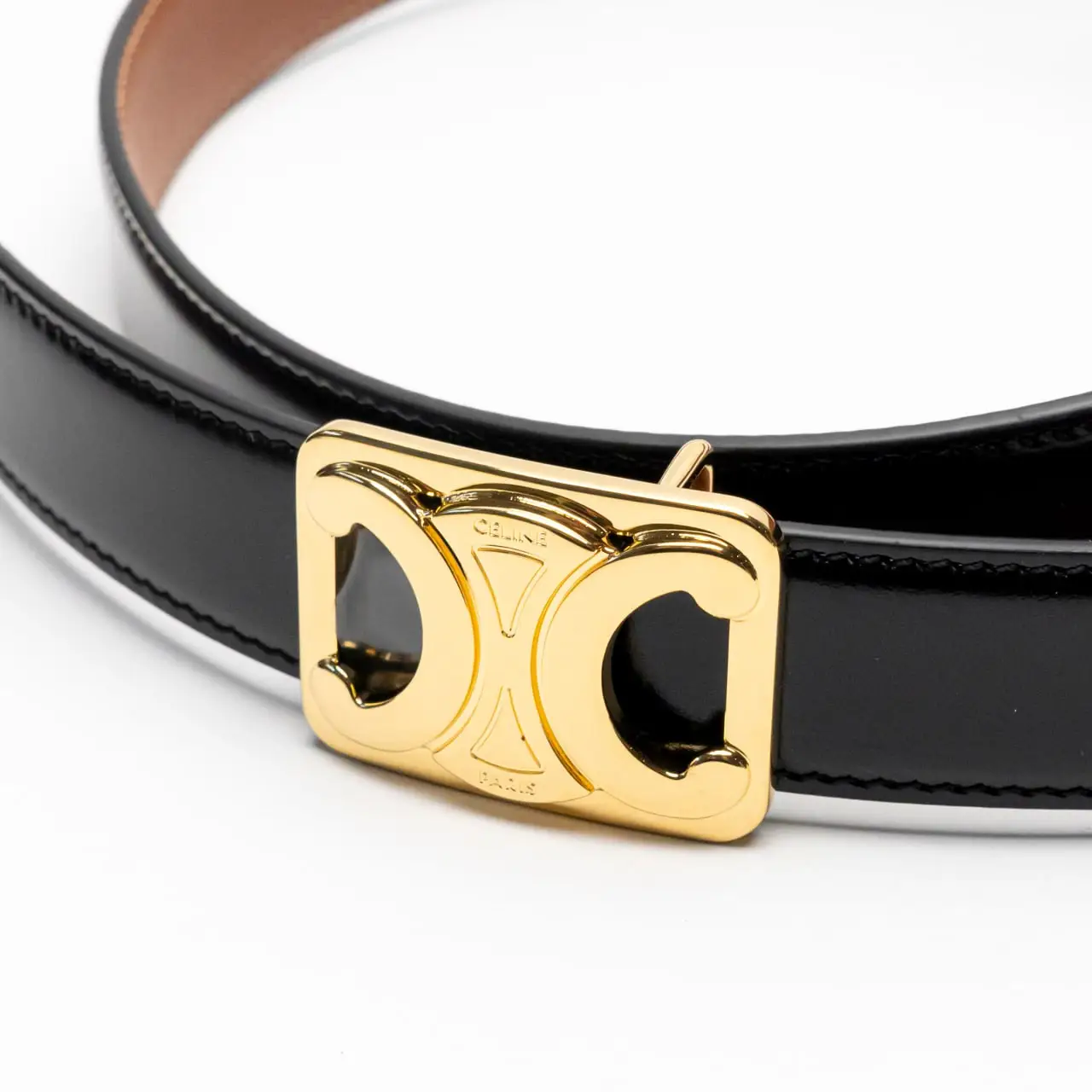 ベルト CELINE Reversible Belt MEDIUM 25MM REVERSIBLE FRAMED TRIOMPHE BELT IN TAURILLON AND