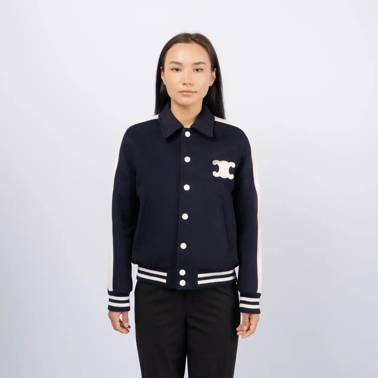 TRIOMPHE TEDDY JACKET IN DOUBLE FACE CASHMERE ジャケット Celine Triomphe Teddy Jacket In Double Face Cashmere Navy