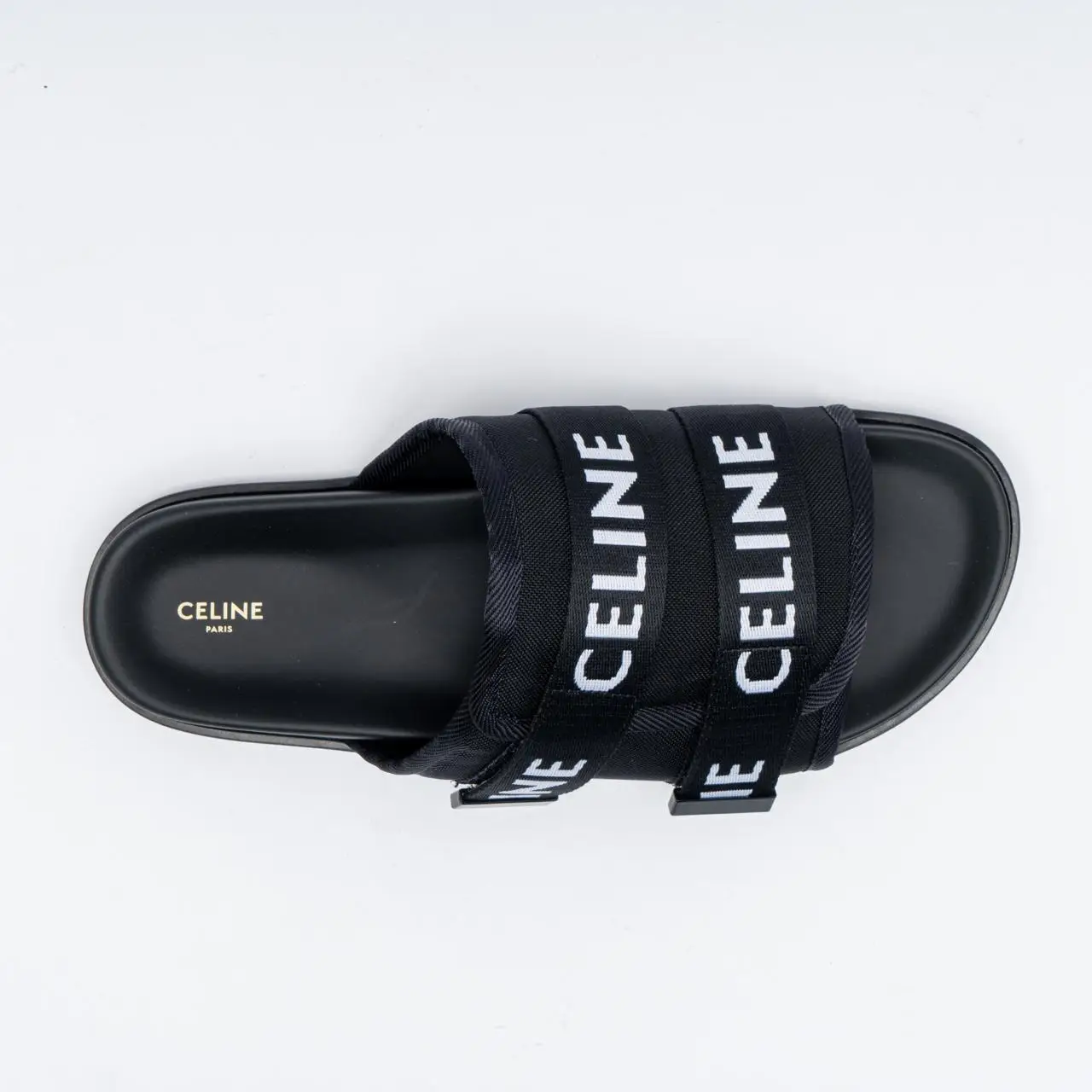 Celine Pitea Strappy Sandal in Logo Jacquard Black – voilà.id
