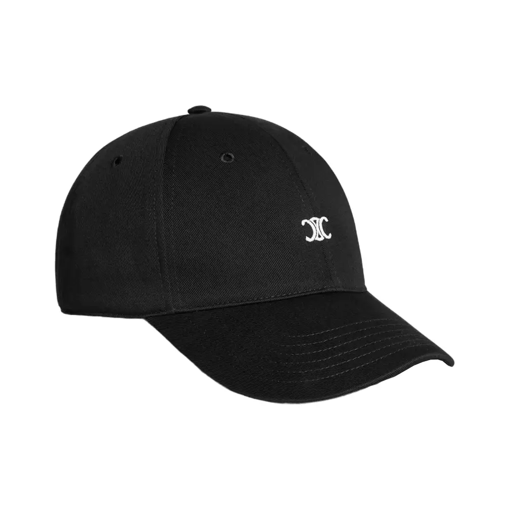 Celine Triomphe Embroidered Cotton Baseball Cap Black Off