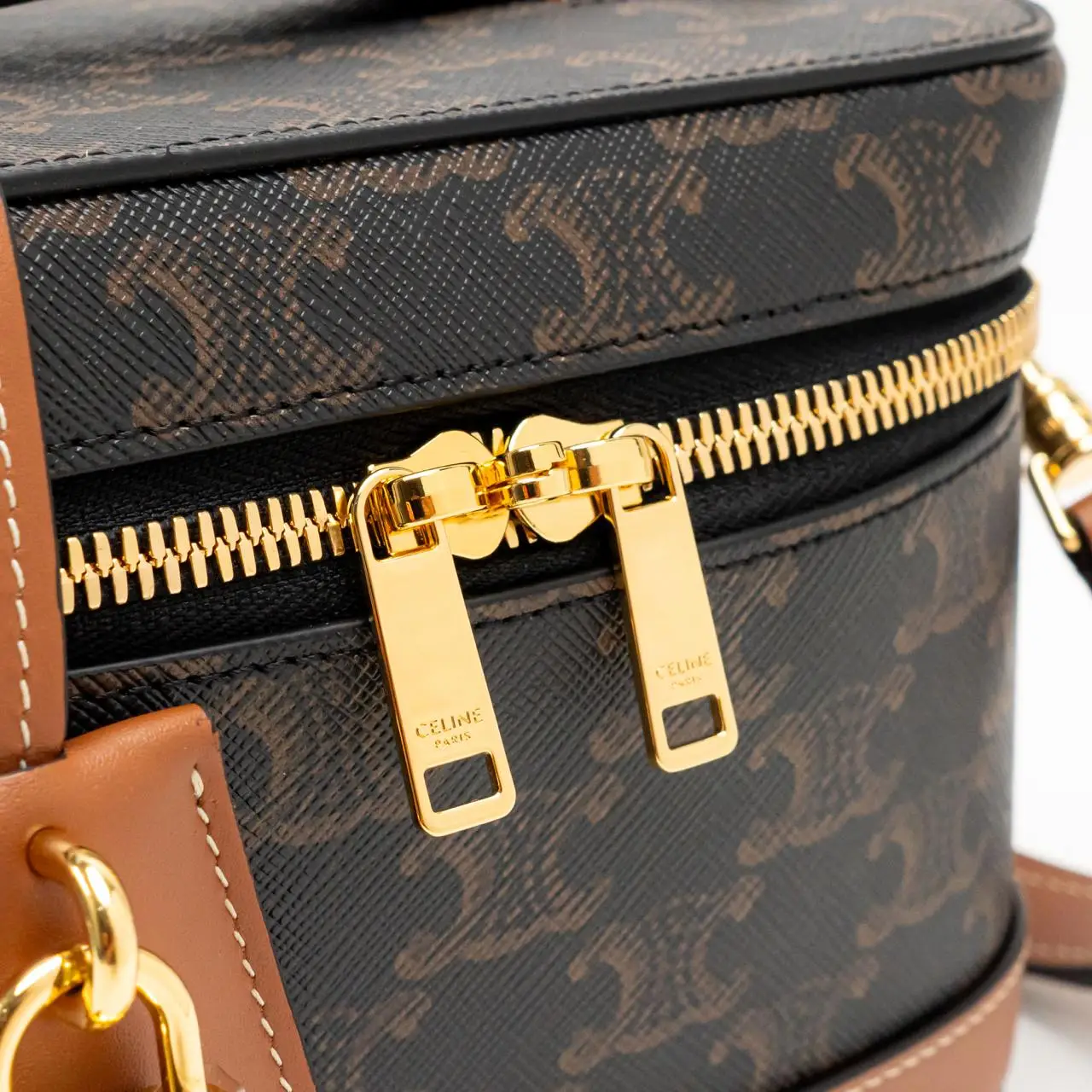 Celine Vanity Bag in Triomphe Canvas and Calfskin Tan – voilà.id