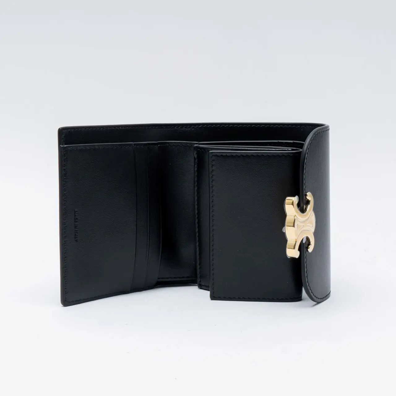 Celine Small Flap Wallet Triomphe Shiny Calfskin Black Ghw
