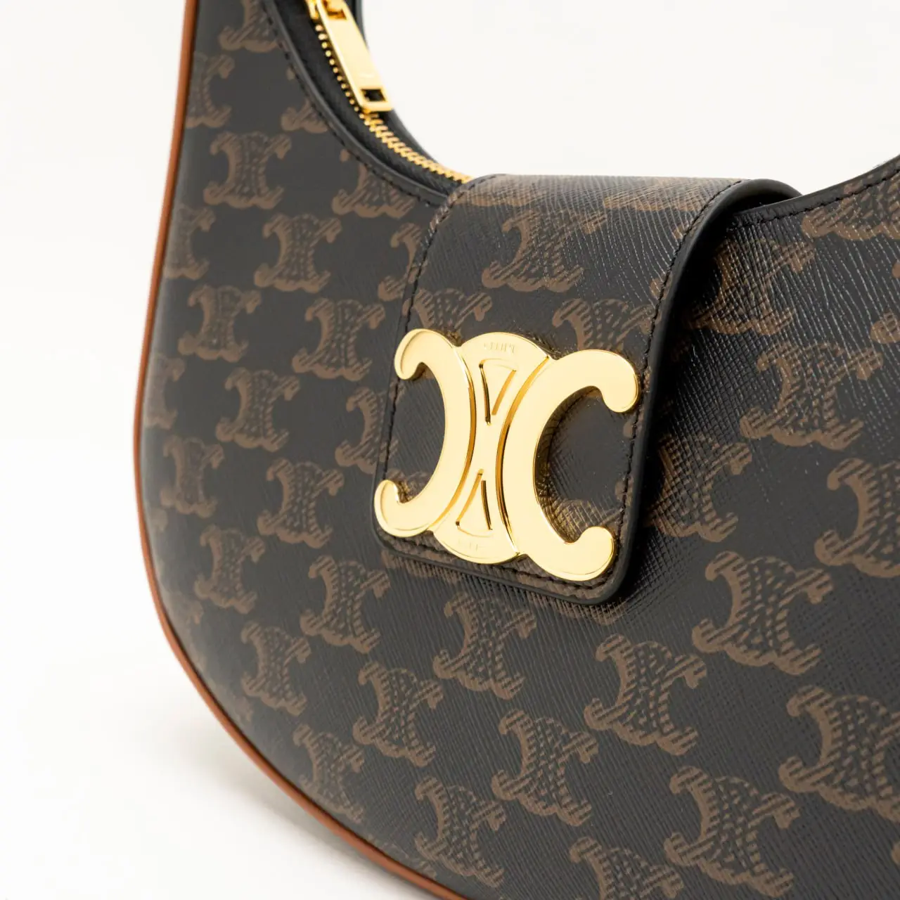 Celine Ava Triomphe Soft Bag Canvas and Calfskin Tan – voilà.id