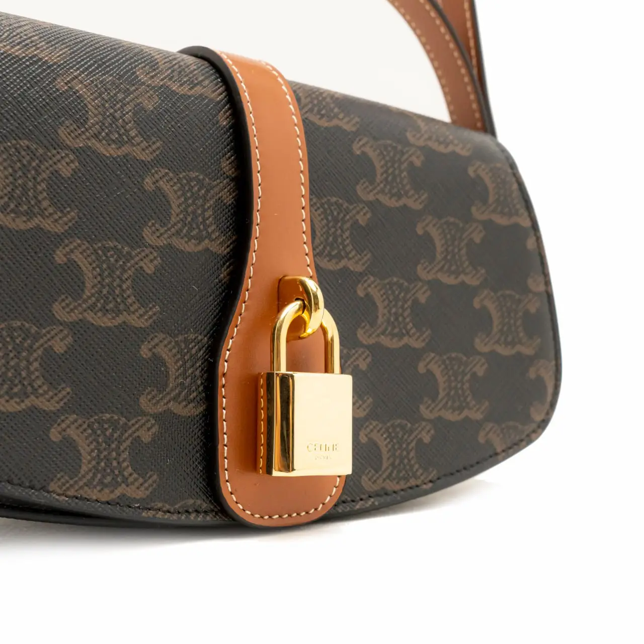 Celine Clutch On Strap In Triomphe Canvas and Calfskin Tan – voilà.id