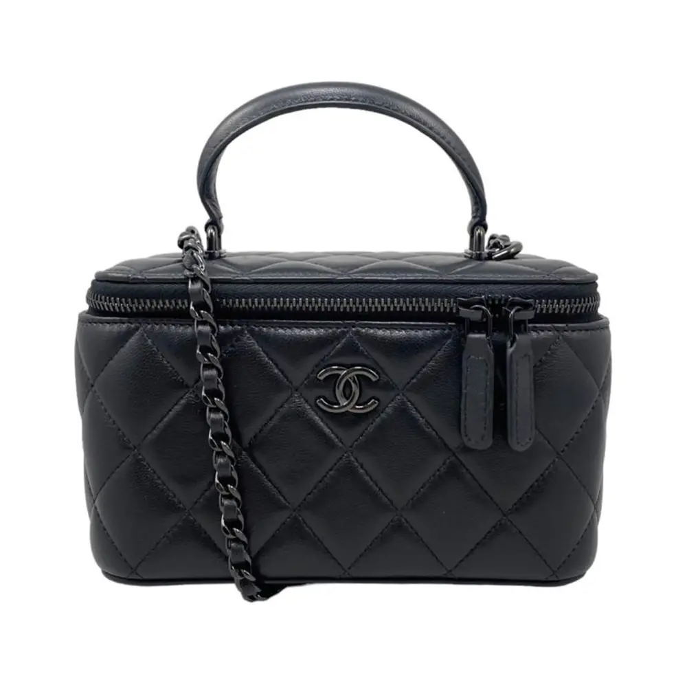 ch!iii bag shrink vanity black Chanel Vanity Lambskin Chain Top