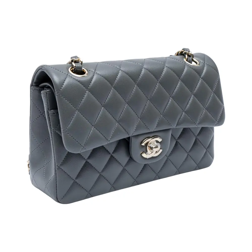 Chanel Small Classic Handbag Dark Grey Lambskin Lghw – voilà.id