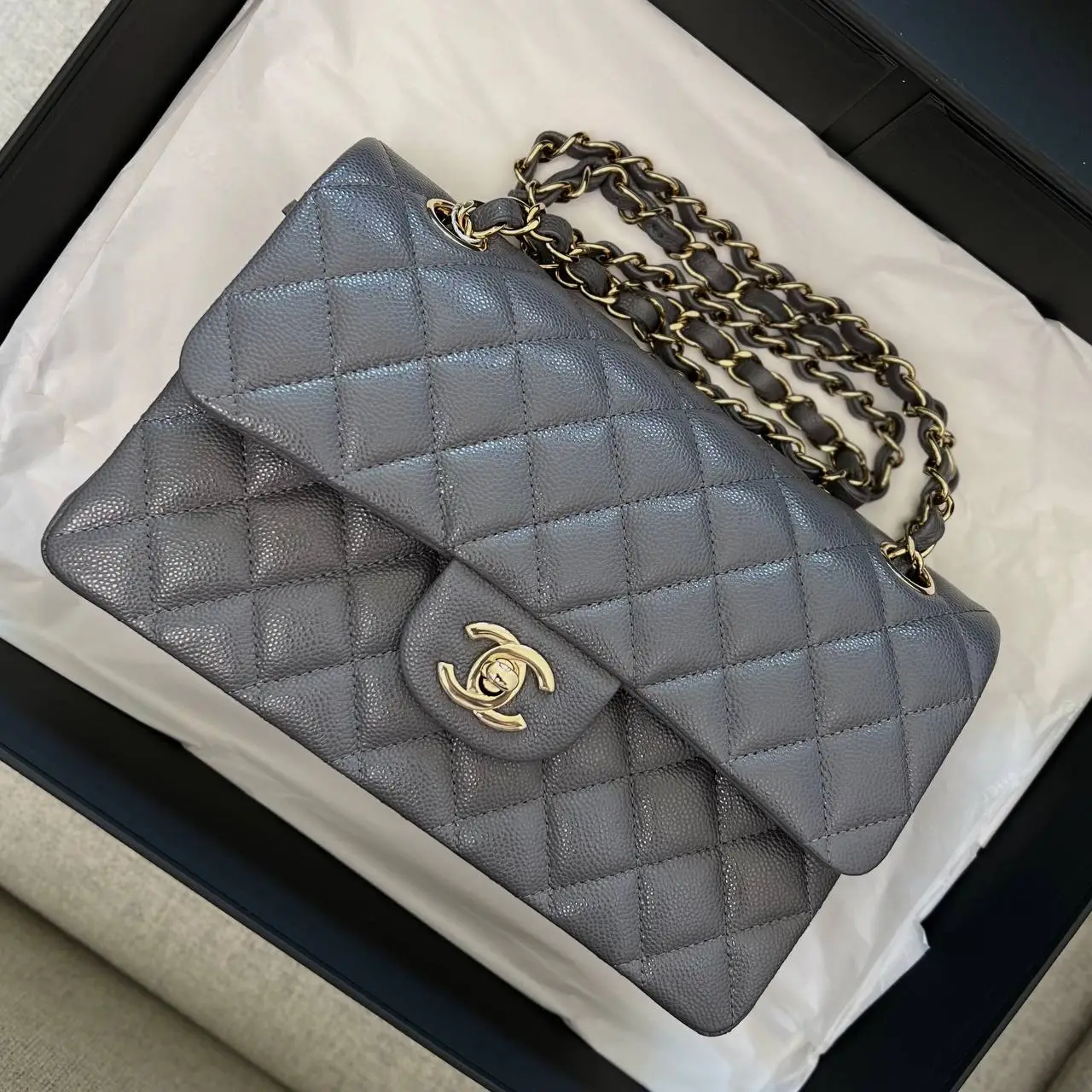 Grey chanel purse online