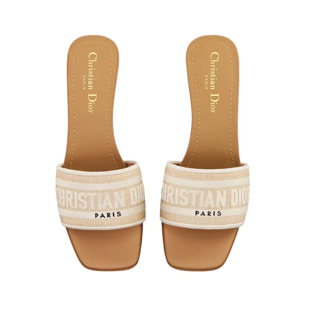 Christian Dior D'riviera Dway Heeled Slide Natural Raffia