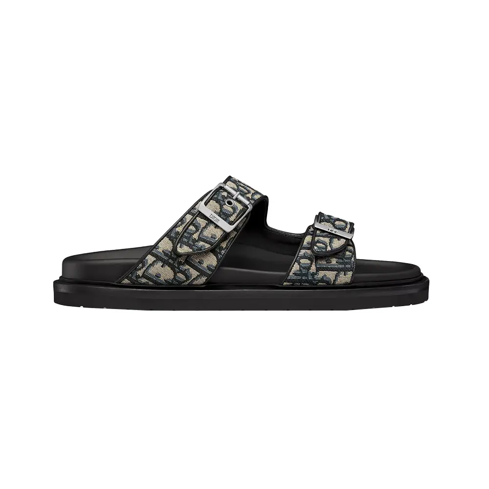 Christian Dior Aqua Oblique Jacquard Sandal Black Beige Blue