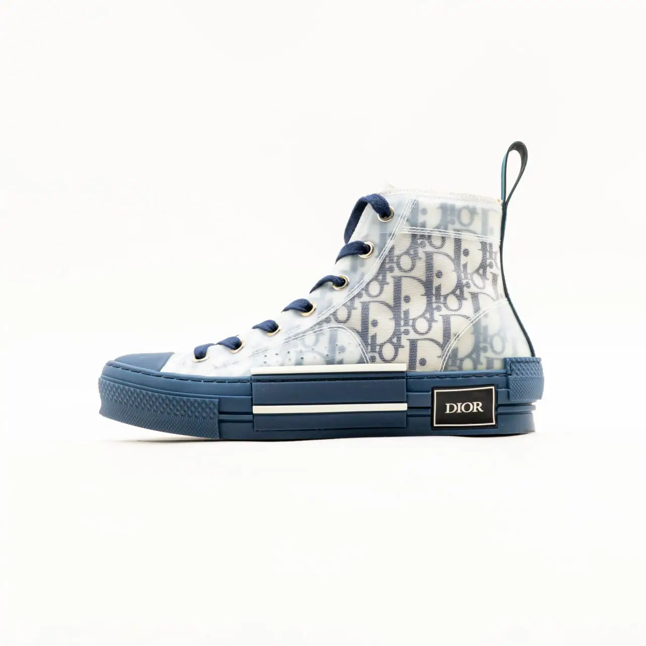 Christian Dior B23 High-Top Canvas Sneakers Blue White Oblique