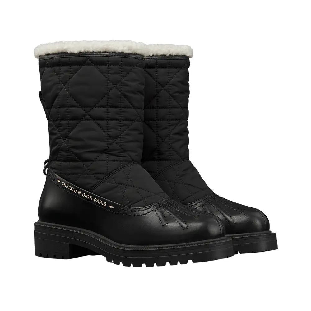 Christian Dior Frozen-D Ankle Boot Black Calfskin Cannage Quilted