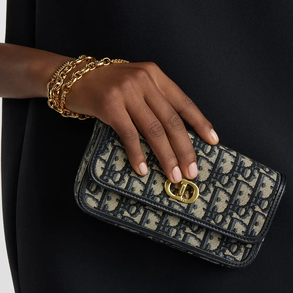 Christian Dior Small Miss Caro Pouch with Chain Oblique Jacquard