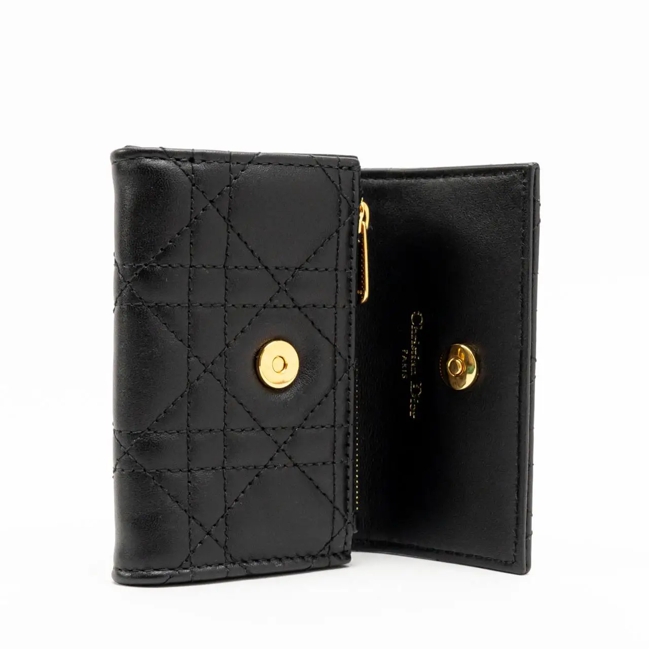 Christian Dior Jolie Glycine Wallet Cannage Lambskin Black