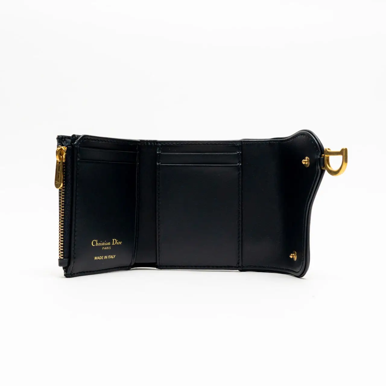Christian Dior Saddle Lotus Wallet Oblique Jacquard Blue