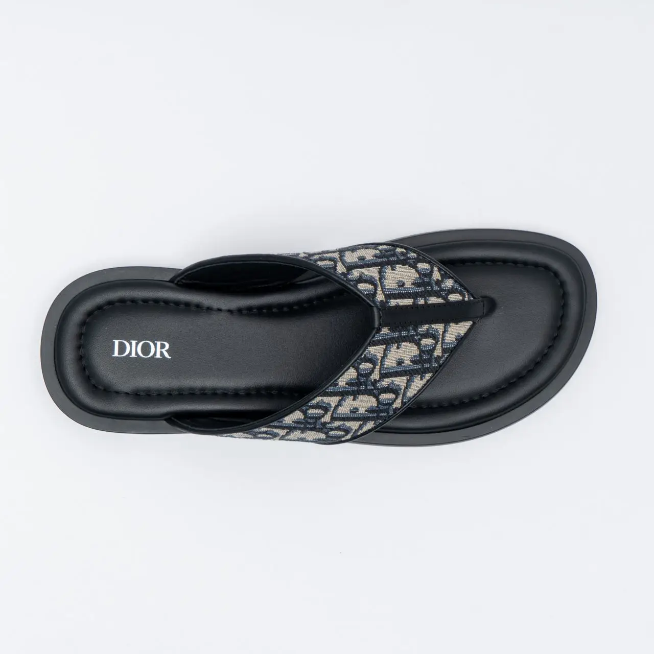 Christian Dior Alias Thong Oblique Jacquard Sandals Beige Black